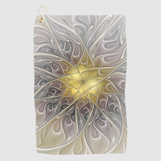 Serviette De Golf Épanouissement avec fleur fractale abstraite moder (Devant)