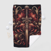 Serviette De Golf Epée rouge et bronze écossais celtique (En situation)