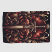 Serviette De Golf Epée rouge et bronze écossais celtique (Horizontal)