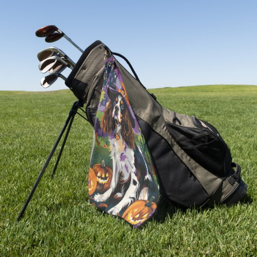 Serviette De Golf Épouvantable Springer Spaniel Sorcière d'Halloween (Vert)
