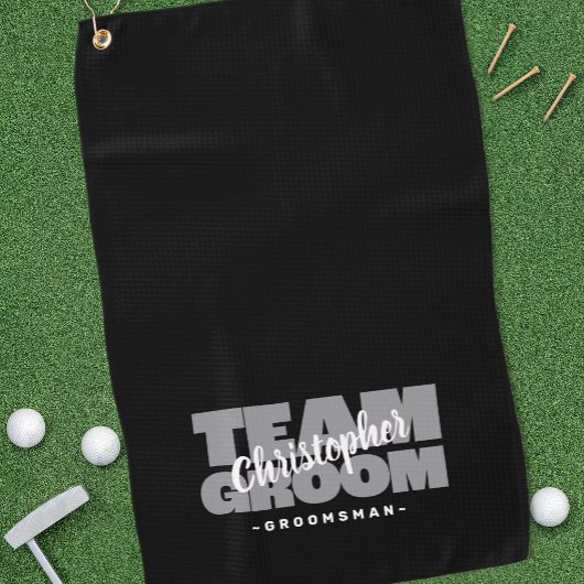 Serviette De Golf Équipe Marié Garçon d'Honneur Golfeur Sportif Noir