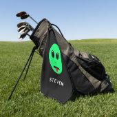 Serviette De Golf Espace amusant Alien Tête Noir Vert Personnalisé (Vert)