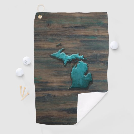 Serviette De Golf État du Michigan Turquoise (En situation)