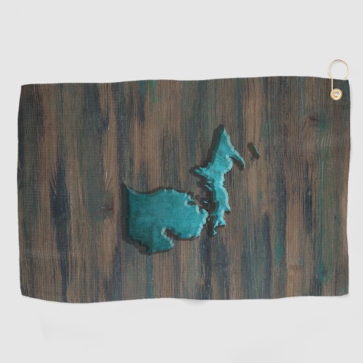 Serviette De Golf État du Michigan Turquoise (Horizontal)
