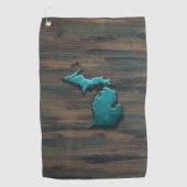 Serviette De Golf État du Michigan Turquoise (Devant)
