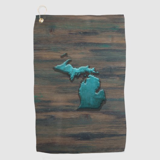 Serviette De Golf État du Michigan Turquoise (Devant)