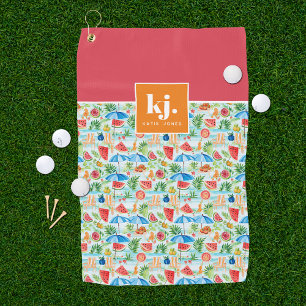 Serviette De Golf Été amusant Monogramme élégant