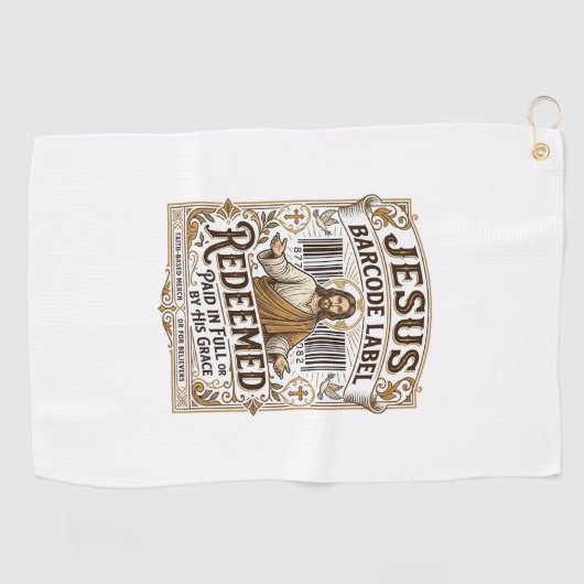 Serviette De Golf Étiquette de code-barres Jésus Rachetée Jésus Code (Horizontal)
