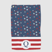 Serviette De Golf Étoiles et rayures monogrammes patriotiques (Devant)