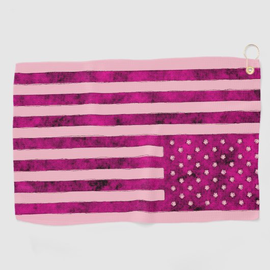 Serviette De Golf Étoiles et rayures US Drapeau Sketchy Design en ro (Horizontal)