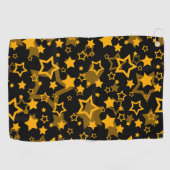 Serviette De Golf Étoiles Jaune Doré Pailleté Design (Horizontal)