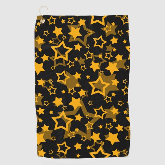 Serviette De Golf Étoiles Jaune Doré Pailleté Design (Devant)