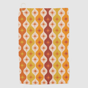 Serviette De Golf Étoiles mod orange du milieu du siècle sur motif o