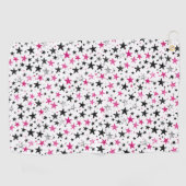 Serviette De Golf Étoiles Roses Argent Noir (Horizontal)
