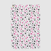 Serviette De Golf Étoiles Roses Argent Noir (Devant)