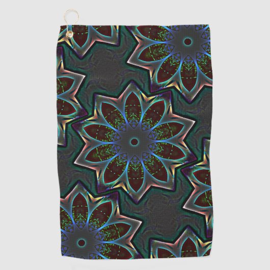 Serviette De Golf Etrange ellipse circulaire foncée avec feuilles ab (Devant)