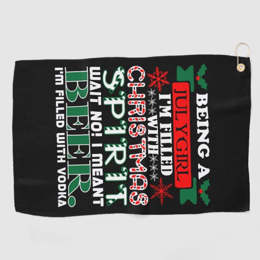 Serviette De Golf Être Juillet Fille Rempli Noël Spirit Bière (Horizontal)