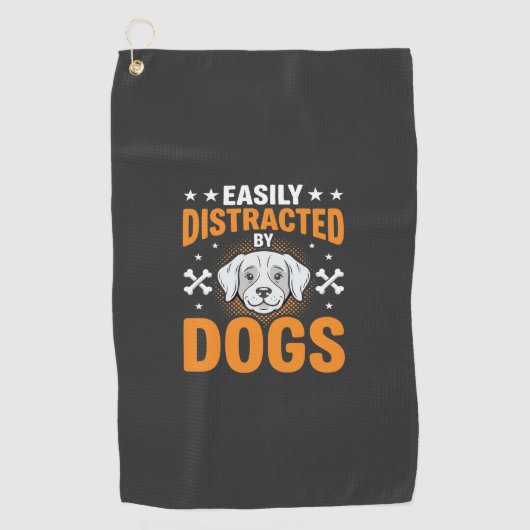 Serviette De Golf Facilement Distrait Par Les Chiens (Devant)