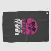 Serviette De Golf Facilement Distrait Par Un Terrier Jack Russell (Horizontal)