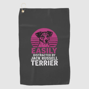 Serviette De Golf Facilement Distrait Par Un Terrier Jack Russell