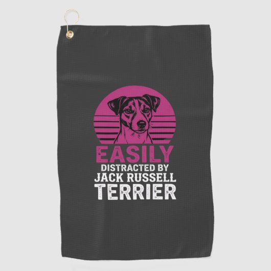 Serviette De Golf Facilement Distrait Par Un Terrier Jack Russell (Devant)