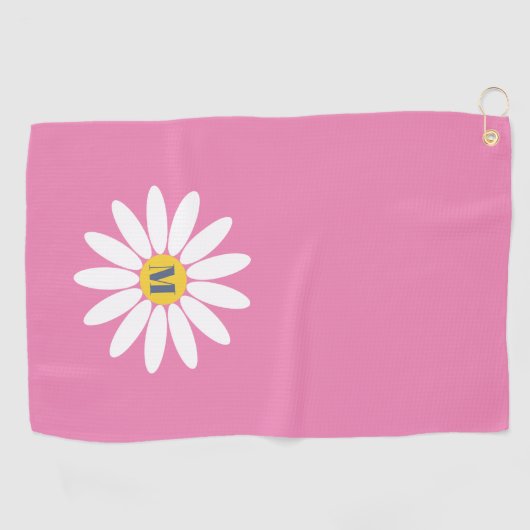 Serviette De Golf Faisée avec rose initial (Horizontal)