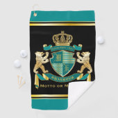 Serviette De Golf Faites votre propre armoiries Turquoise Emblème d' (En situation)