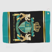 Serviette De Golf Faites votre propre armoiries Turquoise Emblème d' (Horizontal)
