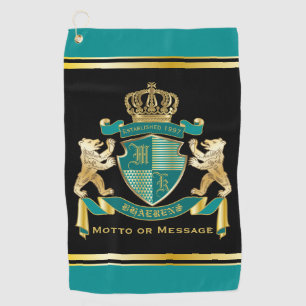 Serviette De Golf Faites votre propre armoiries Turquoise Emblème d'
