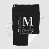 Serviette De Golf Famille monogramme moderne marine élégant monochro (En situation)