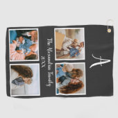 Serviette De Golf Famille personnalisée 4 photo collage modèle (Horizontal)