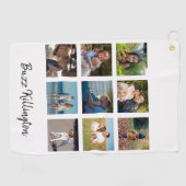 Serviette De Golf Family Photo Collage Monogram (Horizontal)