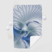 Serviette De Golf Fantaisie dynamique Abstrait Tons bleus Art fracta (En situation)