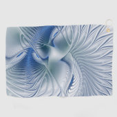 Serviette De Golf Fantaisie dynamique Abstrait Tons bleus Art fracta (Horizontal)