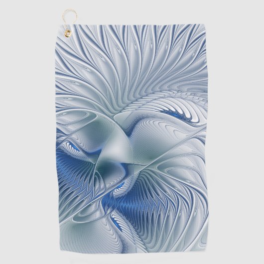 Serviette De Golf Fantaisie dynamique Abstrait Tons bleus Art fracta (Devant)