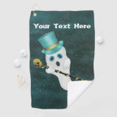 Serviette De Golf Fantôme Bleu Top Chapeau Noir Canne Or Ciel (En situation)