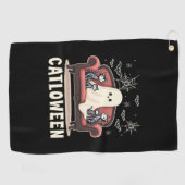 Serviette De Golf Fantôme de Catloween Halloween (Horizontal)