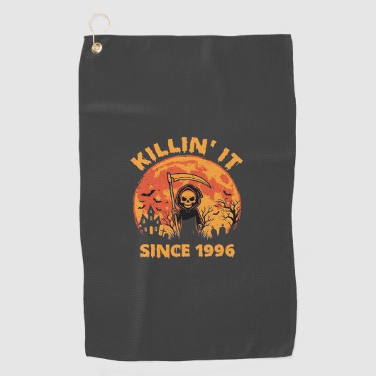 Serviette De Golf Faucheur d'Halloween depuis la conception d'annive (Devant)