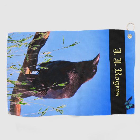 Serviette De Golf Faune Raven Bird Personnalisé (Horizontal)