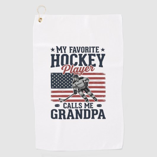 Serviette De Golf Favorite Hockey Player Calls Me Grandpa Vintage Sh (Devant)