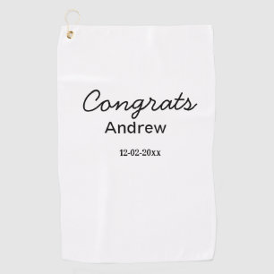 Serviette De Golf Félicitations minimales simples ajouter nom date a