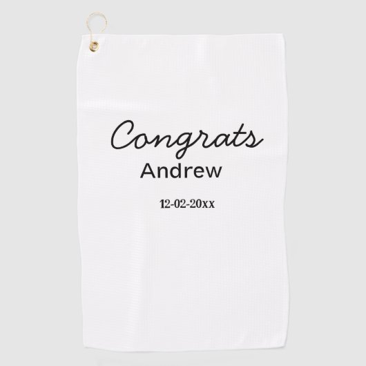 Serviette De Golf Félicitations minimales simples ajouter nom date a (Devant)
