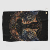 Serviette De Golf Feline artistique Cercle Twin Cats (Horizontal)