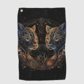 Serviette De Golf Feline artistique Cercle Twin Cats (Devant)