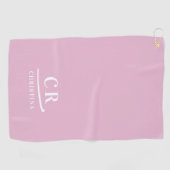 Serviette De Golf Feminine Modern Monogram Name Pink Towel  (Horizontal)