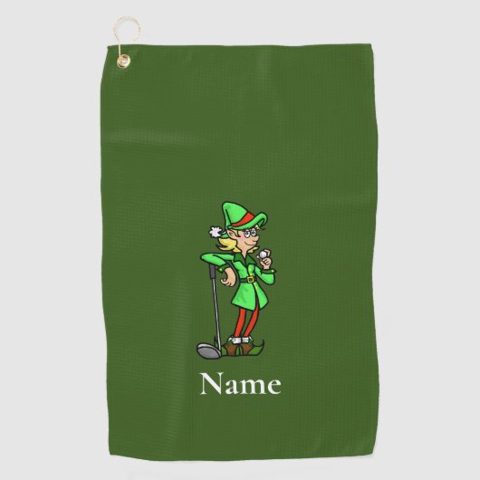 Serviette De Golf Femme Elf Golfer Christmas Golf Towel (Devant)