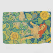 Serviette De Golf Femme-fille de fleurs dans le jardin de tournesol (Horizontal)