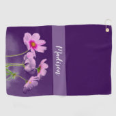 Serviette De Golf Femme florale violette personnalisée (Horizontal)