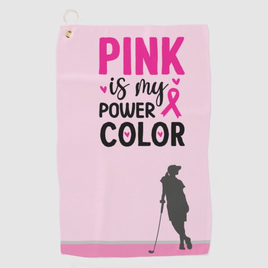 Serviette De Golf Femme golfeuse sur la conscience du cancer du sein (Devant)