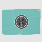 Serviette De Golf Femmes personnalisées de Teal de monogramme (Horizontal)